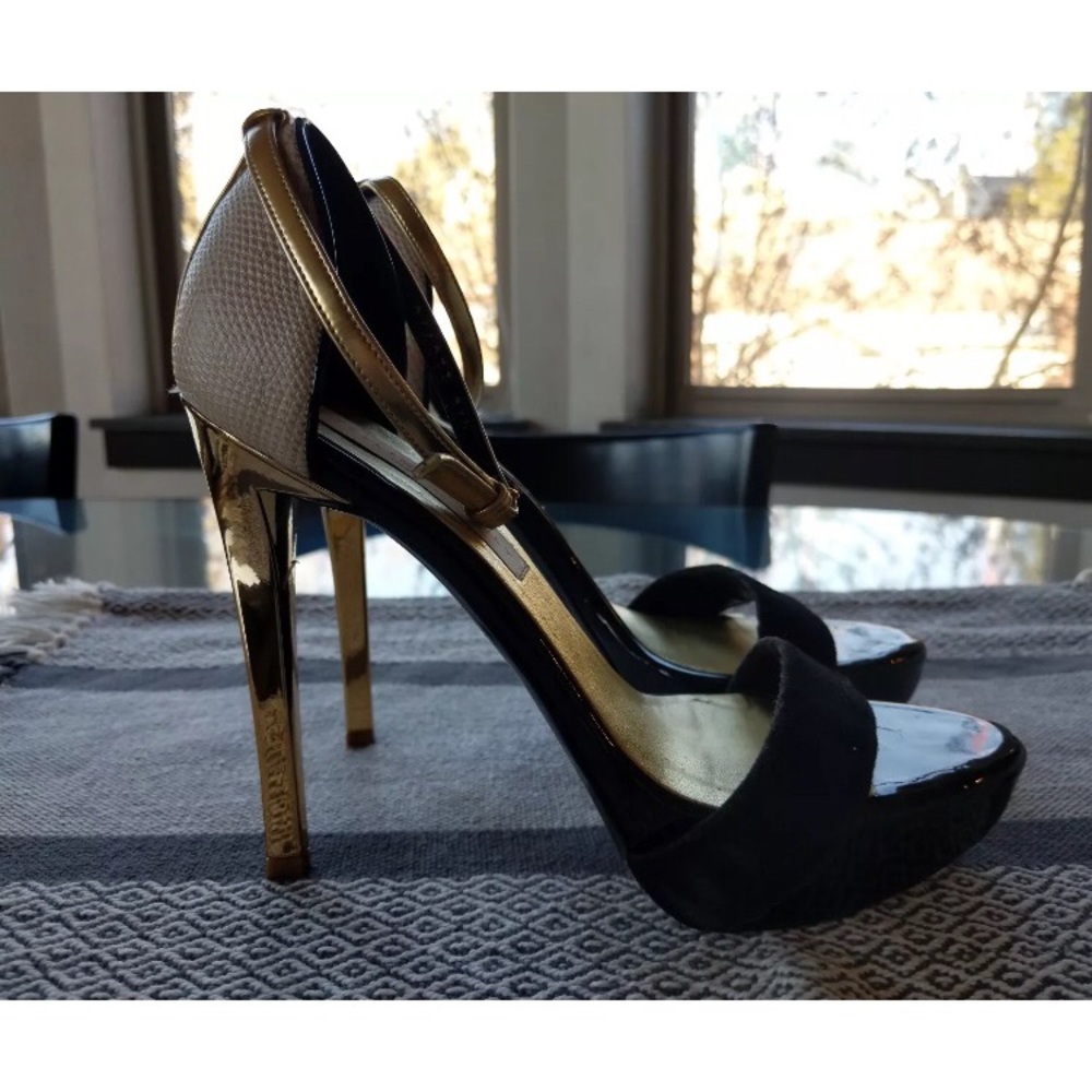 Stella McCartney Black & Gold Platform Sandals